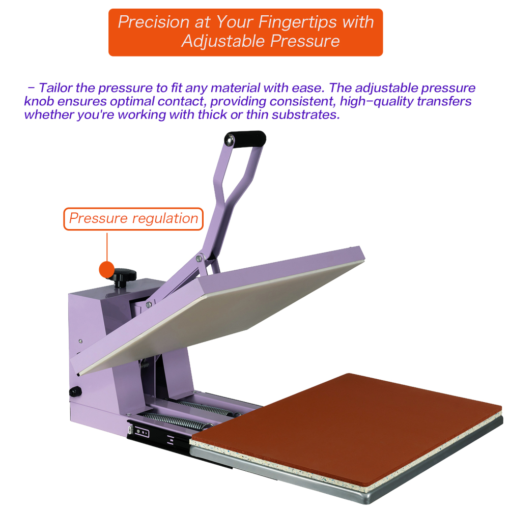 16x24 Heat Press Machine: Large Format Clamshell with Slide-Out Base for T-Shirts, DTF, Vinyl - Professional 2000W Manual Heat Transfer