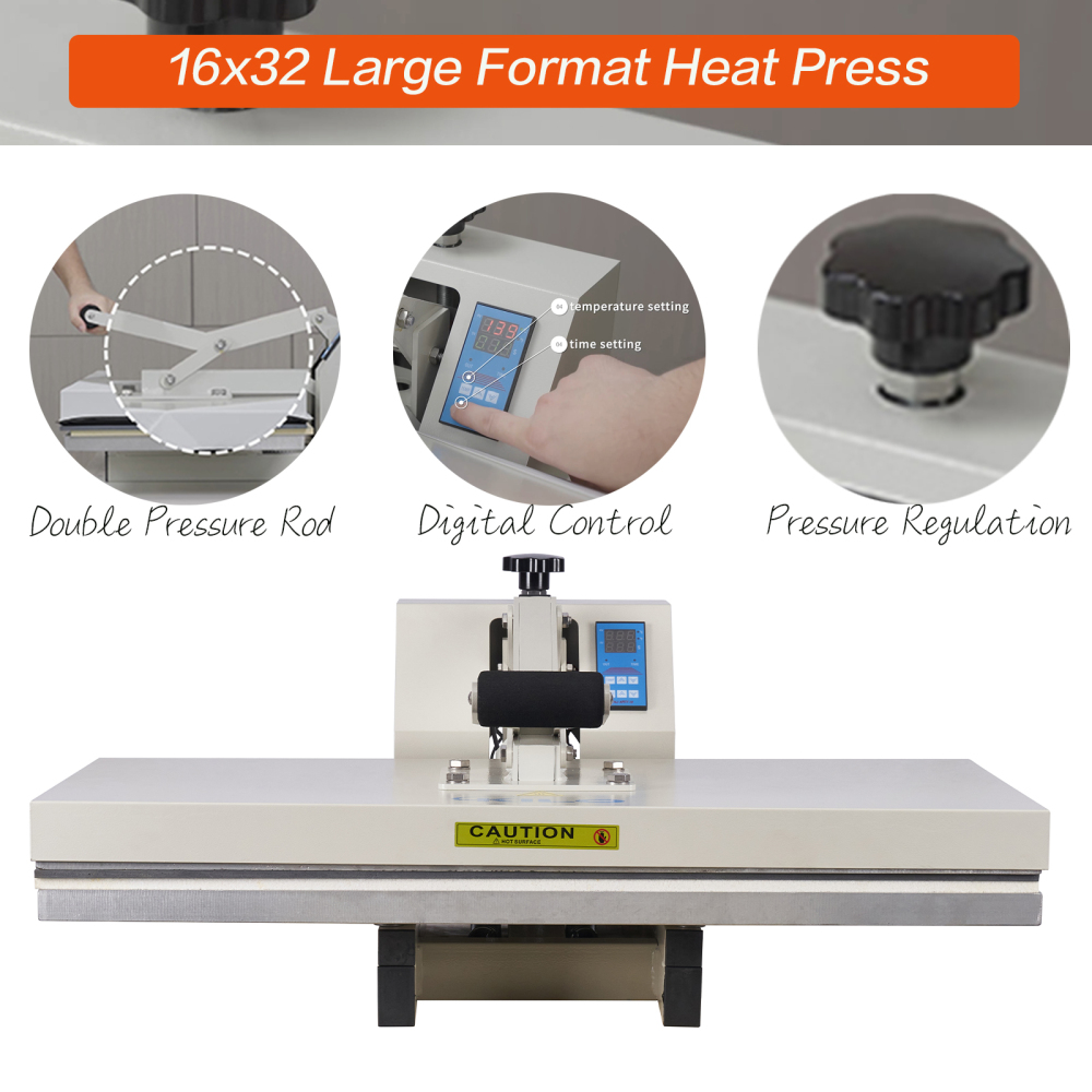改运费16x32 Heat Press Machine: Digital Control, 2600W Manual Clamshell for T-Shirts, DTF, Vinyl, Large Format Sublimation Printing  7 Key Selling Points: