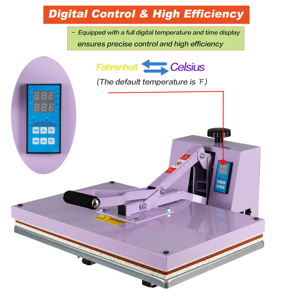 16x24 Heat Press Machine: Large Format Clamshell with Slide-Out Base for T-Shirts, DTF, Vinyl - Professional 2000W Manual Heat Transfer