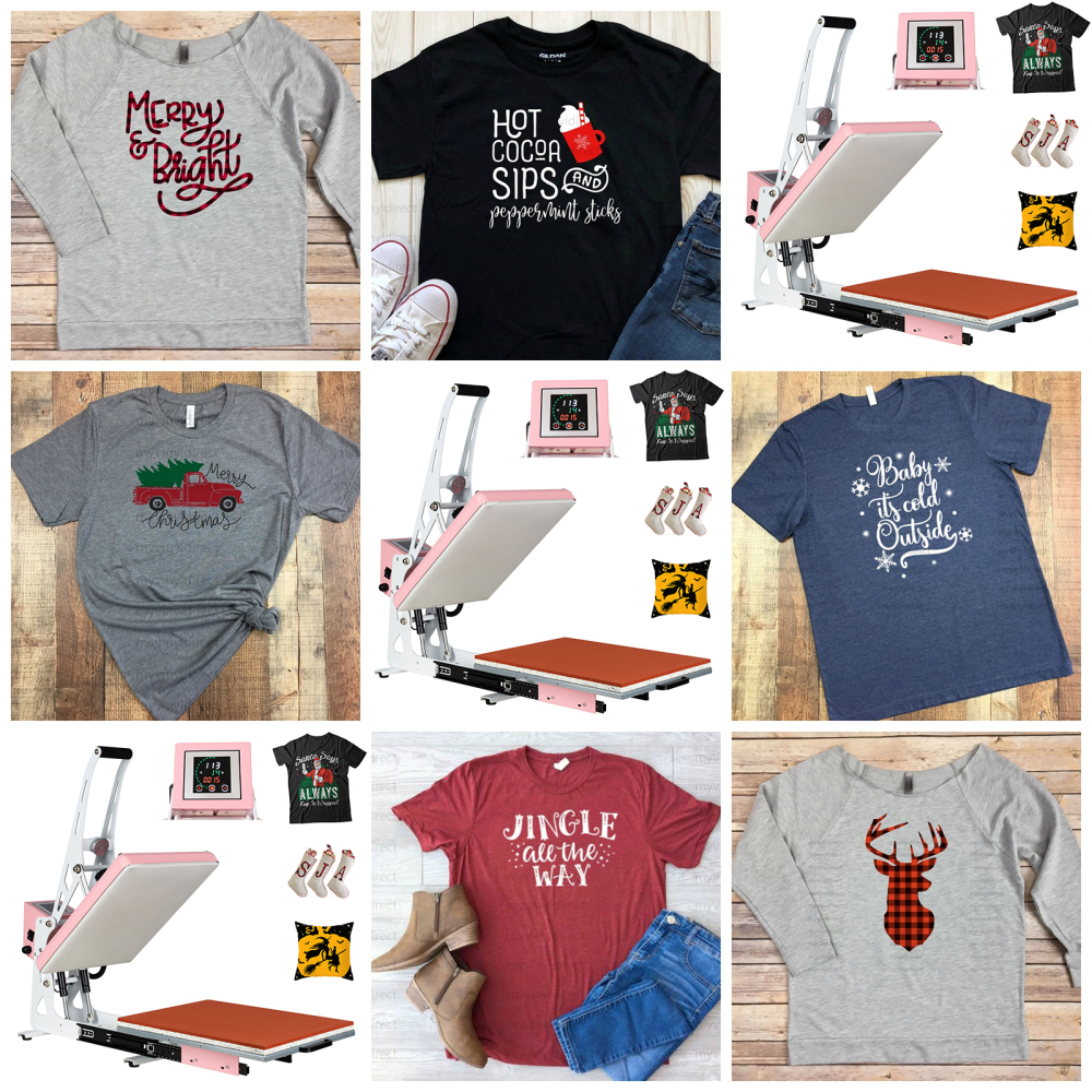 13x18 inch Auto Open Heat Press Machine with Slide Out Base 1200 W Clamshell DTF Heat Press for T-Shirts, Sublimation, and More (Pink + White)