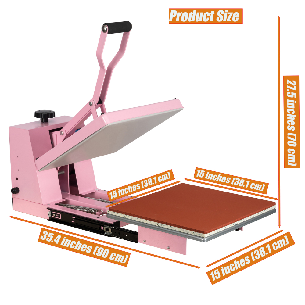 15x15 Slide Out Heat Press , DTF Manual Heat Press Machine for T Shirts - Dual Support arm Bar for Home and Business Use
