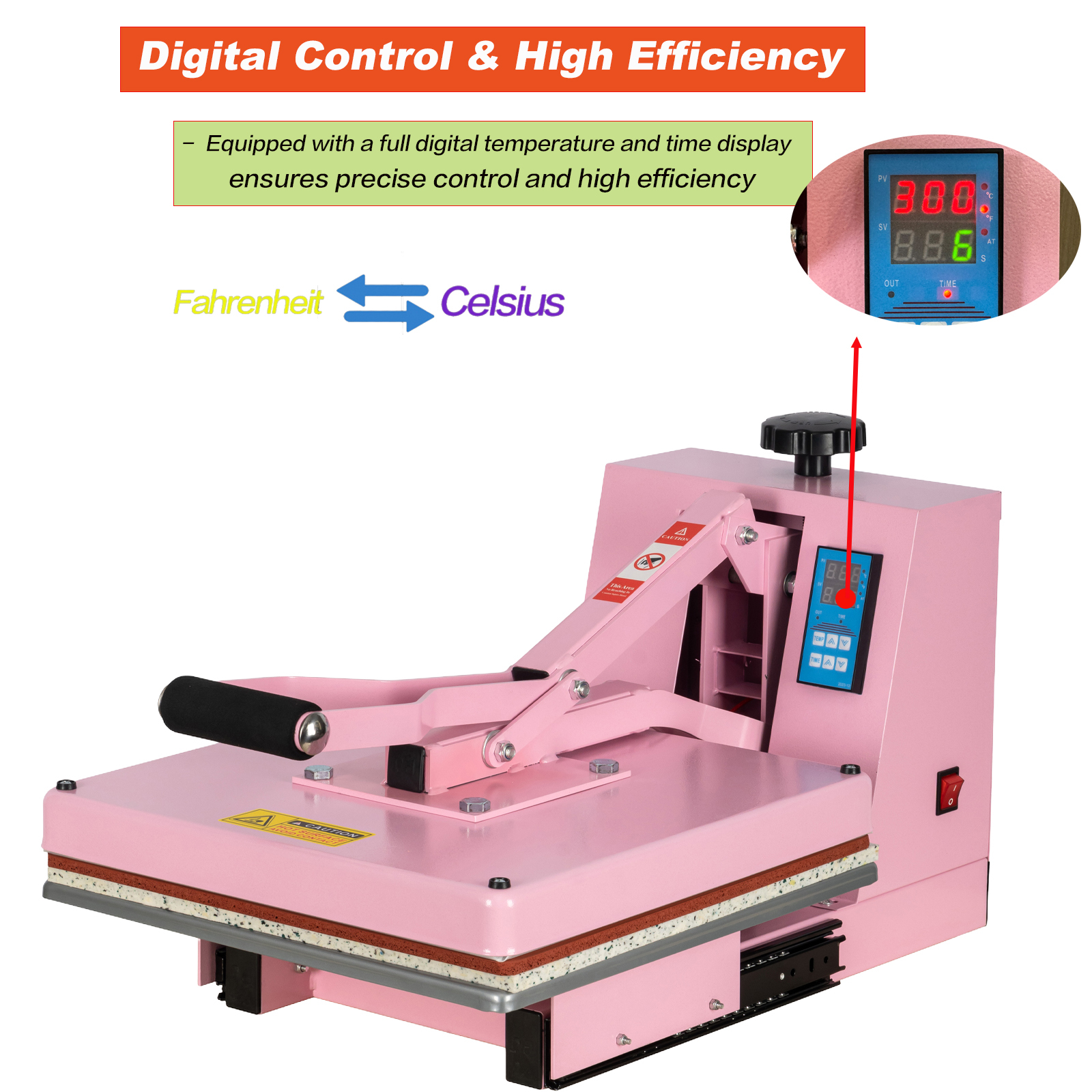 15x15 Slide Out Heat Press , DTF Manual Heat Press Machine for T Shirts - Dual Support arm Bar for Home and Business Use
