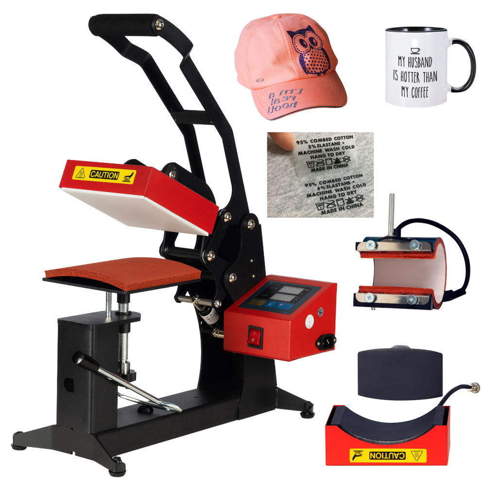 3-in-1 Mini Heat Press Machine - Digital Control 500W for Labels, Hats, Mugs, DIY Craft