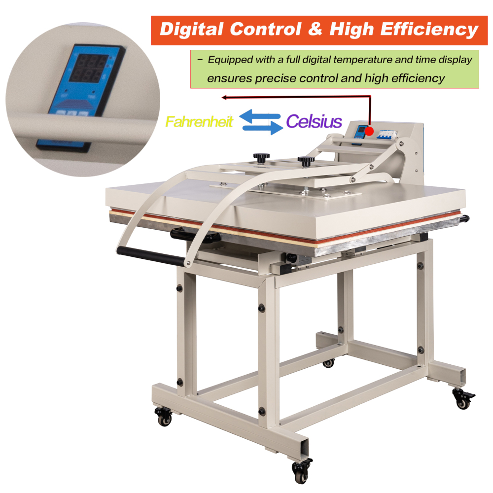 32x40 Inch Clamshell Heat Press Machine: Large Format Digital Control Sliding Design for T-Shirts, Textiles, Business Use (220V, 8000W)