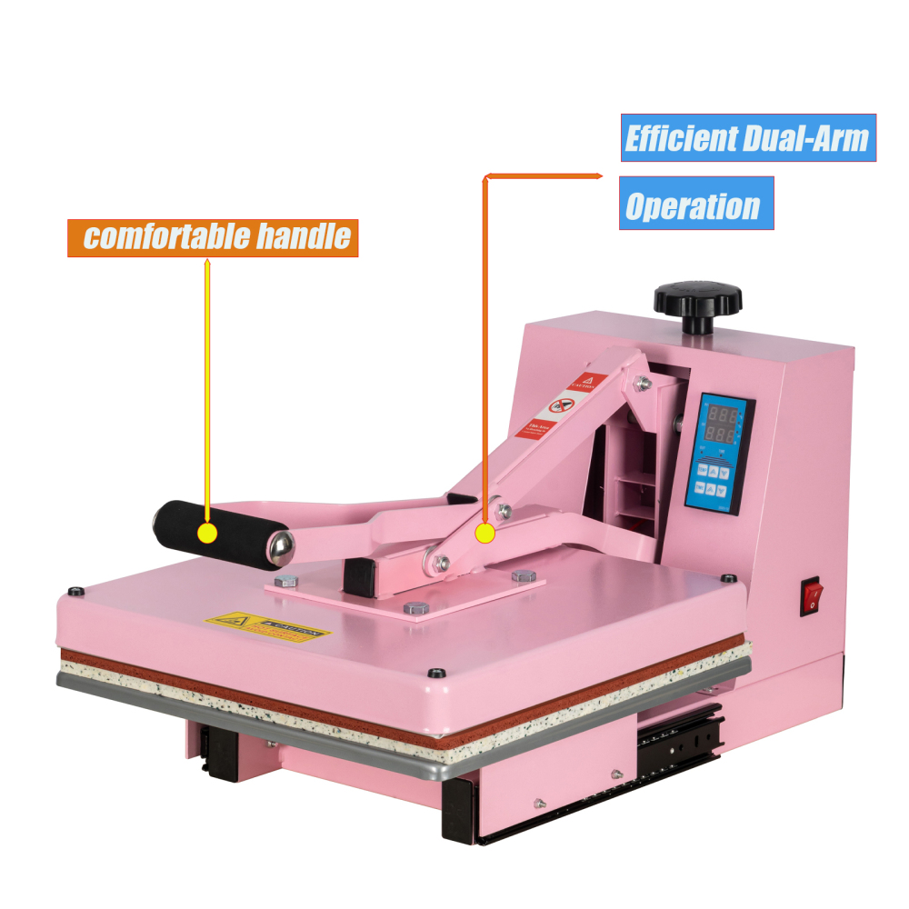 15x15 Slide Out Heat Press , DTF Manual Heat Press Machine for T Shirts - Dual Support arm Bar for Home and Business Use
