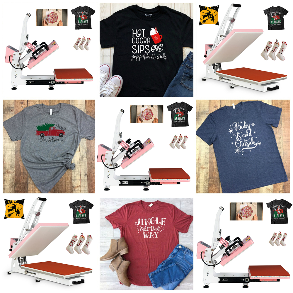 12x15 inch Pink Auto Open Heat Press Machine with Slide Out Base 1200 W Clamshell DTF Heat Press for T-Shirts, Sublimation, and More