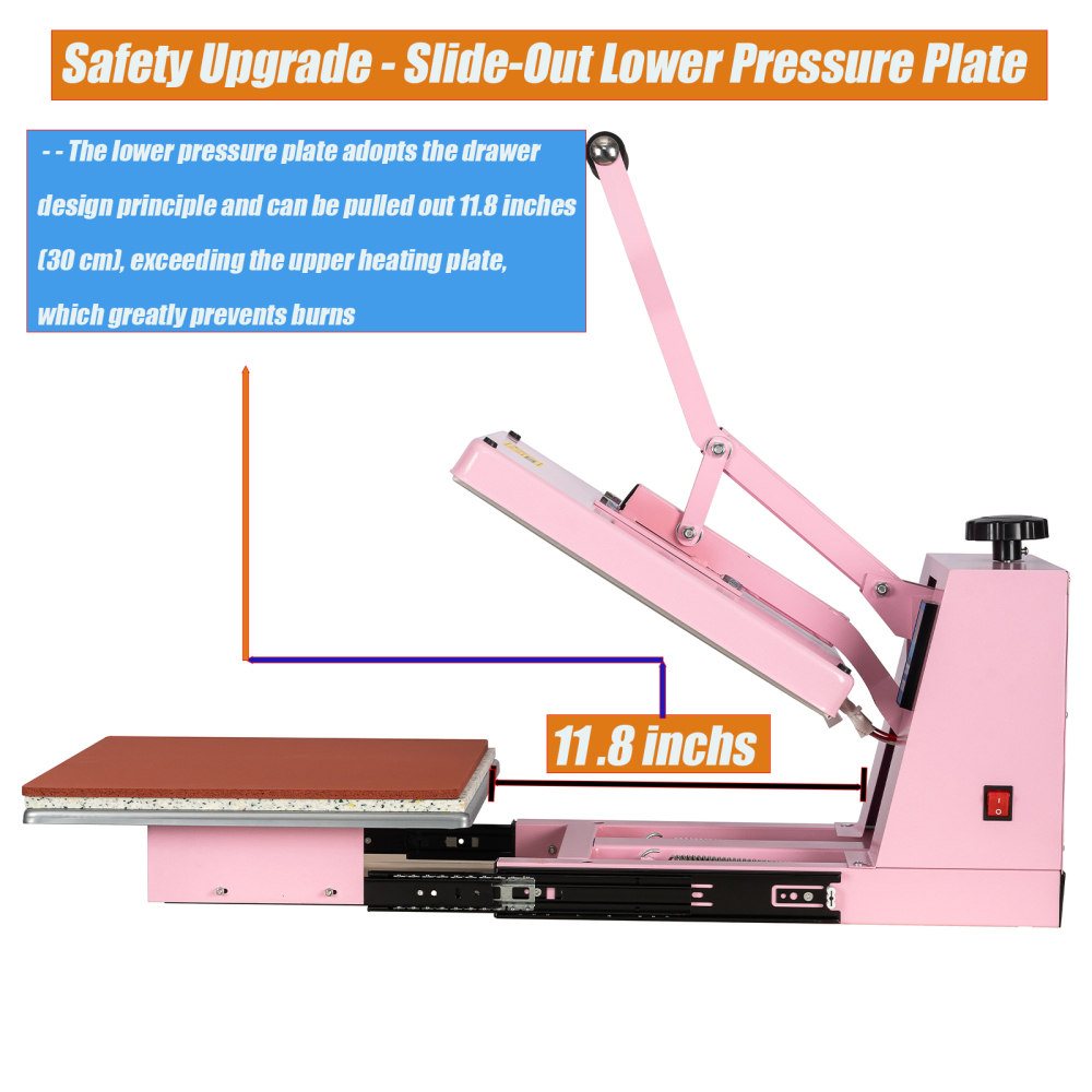 15x15 Slide Out Heat Press , DTF Manual Heat Press Machine for T Shirts - Dual Support arm Bar for Home and Business Use