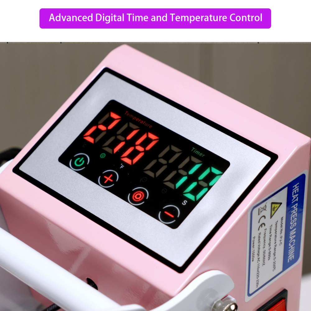12x15 inch Pink Auto Open Heat Press Machine with Slide Out Base 1200 W Clamshell DTF Heat Press for T-Shirts, Sublimation, and More