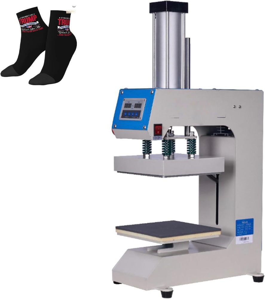 8x8 Label Pneumatic Heat Press Machine - Auto-Balance Sublimation Press for Labels, Caps, Cups - Digital Control