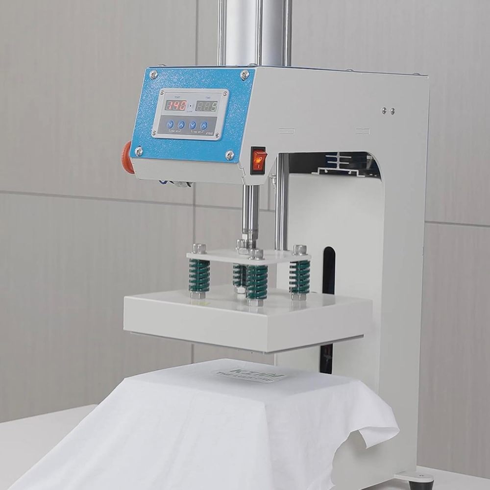 8x8 Label Pneumatic Heat Press Machine - Auto-Balance Sublimation Press for Labels, Caps, Cups - Digital Control