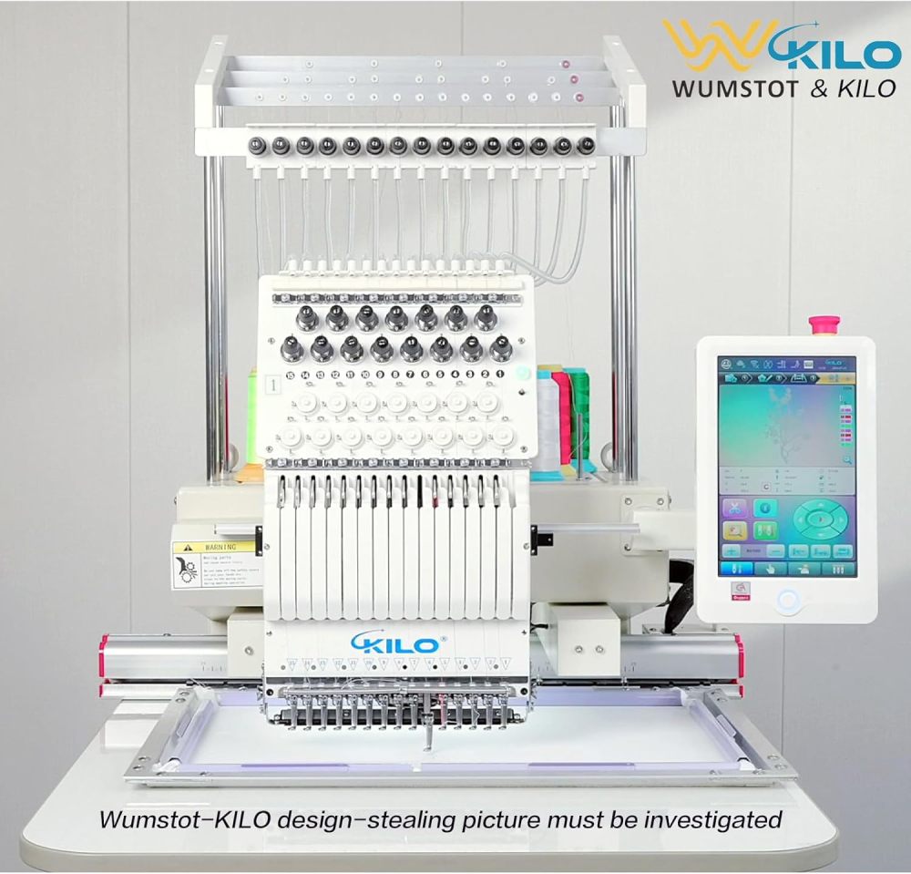 CH1501 Embroidery Machine 15 Needle: Commercial Digital Hat Embroidery Machine Kit with Stand - 13"x20" Embroidery Area 1200 SPM Max Speed, 10" Touch Screen, Wifi, USB for 3D Cap, Shirt and More