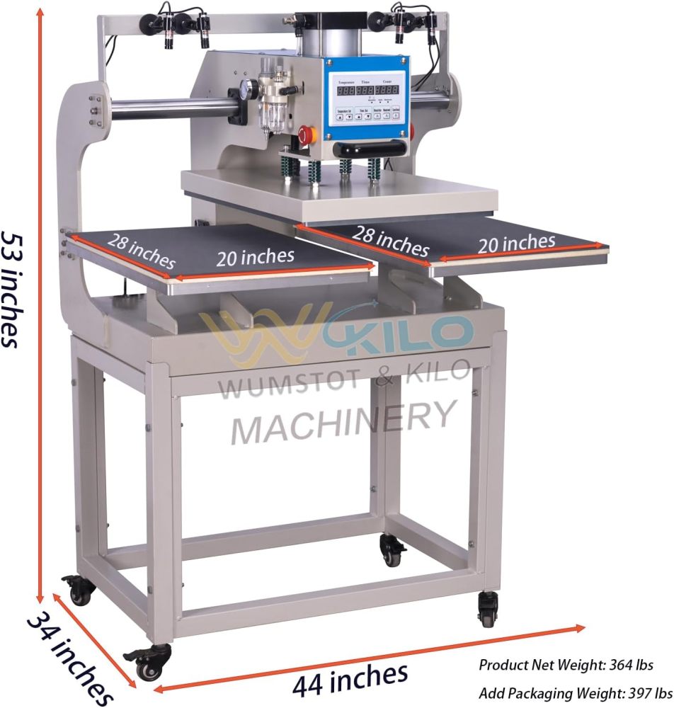 20x28 Dual Heat Press Machine: Pneumatic Heat Press Machine with Adjustable Infrared Positioning & Up-Sliding Function - DTF/Sublimation Transfer for Professional Printing on Larger T-Shirt