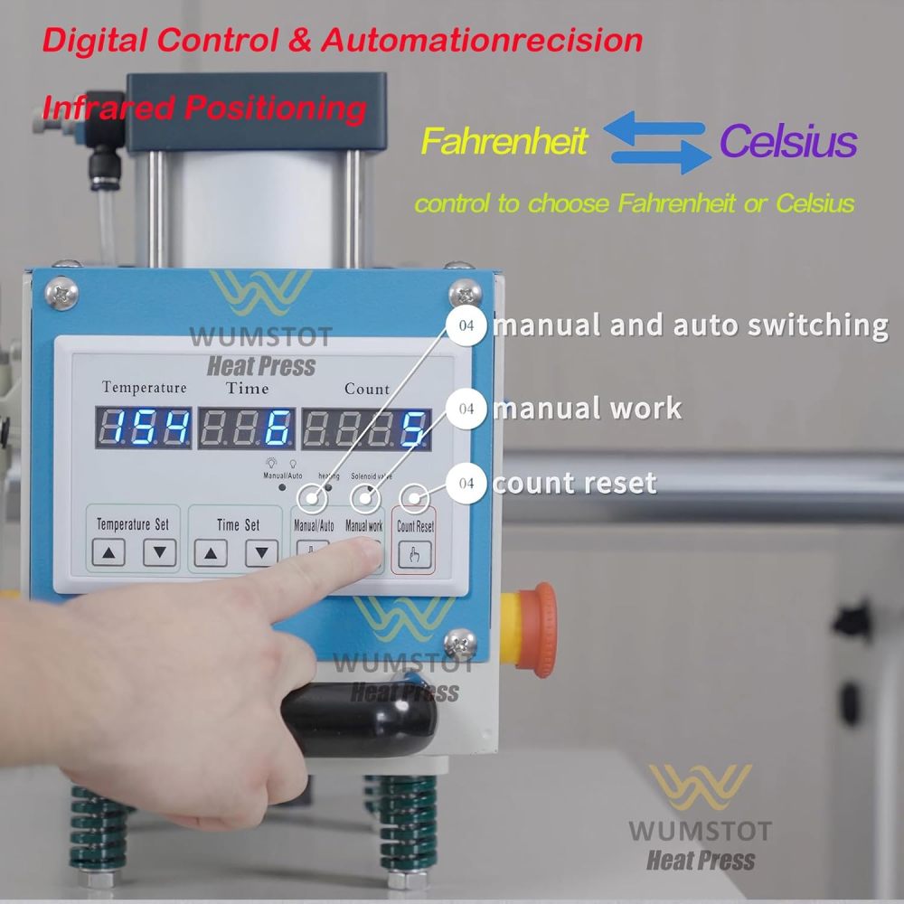 20x28 Dual Heat Press Machine: Pneumatic Heat Press Machine with Adjustable Infrared Positioning & Up-Sliding Function - DTF/Sublimation Transfer for Professional Printing on Larger T-Shirt