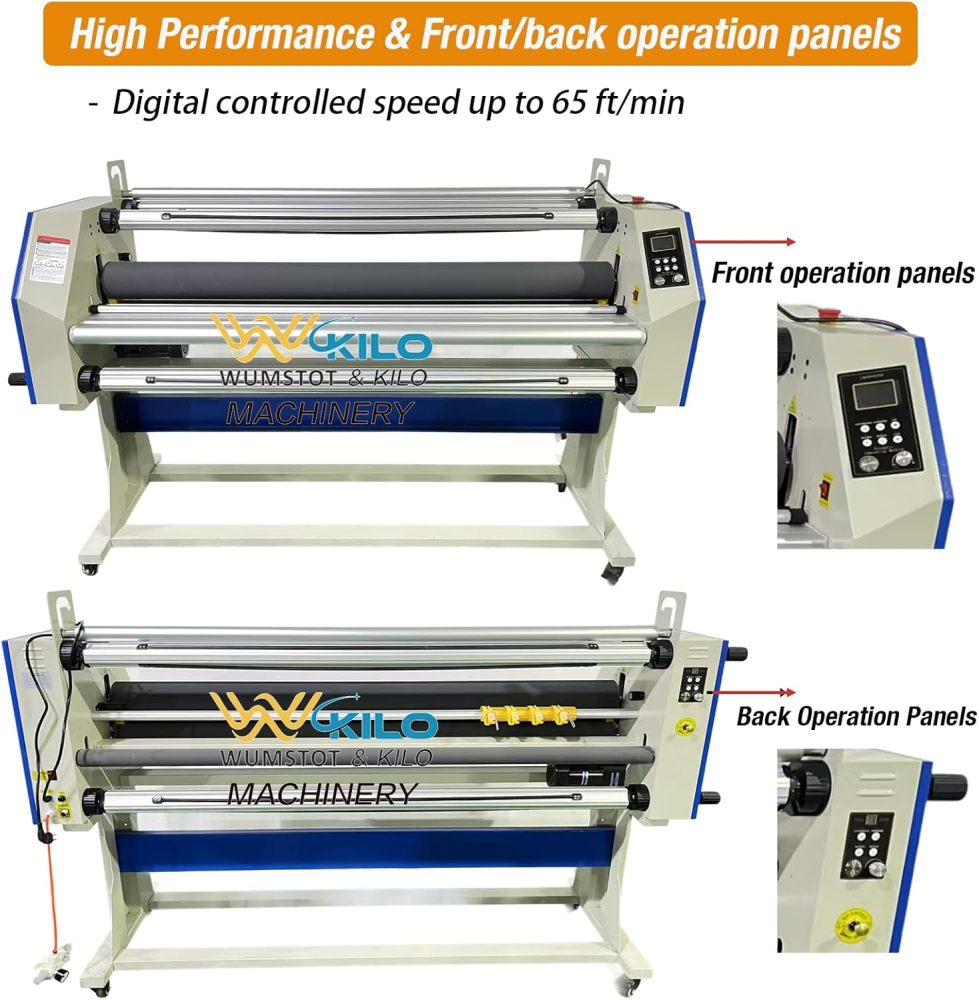 67 Inch Professional Cold Laminator Machine with Heat Assist - Full Auto Wide Format Heavy Duty Commercial Laminating Equipment with 4 Trimmers, 65ft/min Speed, 1.89" Max Thickness for Sign Shops