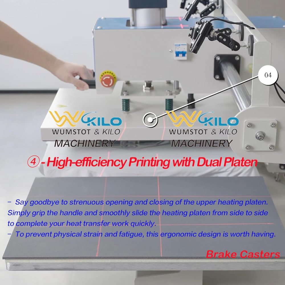 20x28 Dual Heat Press Machine: Pneumatic Heat Press Machine with Adjustable Infrared Positioning & Up-Sliding Function - DTF/Sublimation Transfer for Professional Printing on Larger T-Shirt