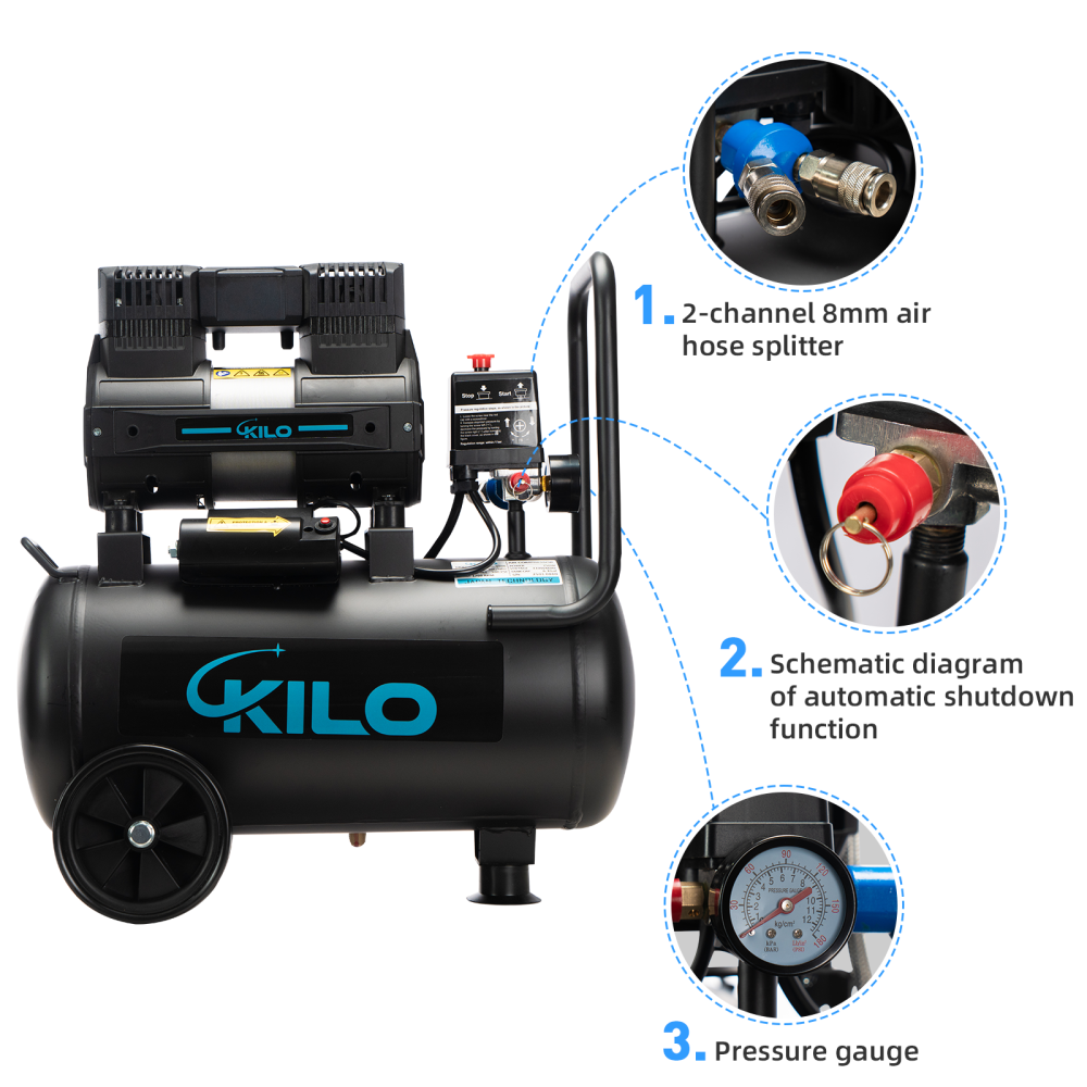 6.3 Gallon Ultra Quiet Air Compressor, 1.0HP, 116PSI Max Pressure, 65-66dB, Oil-Free, Portable Electric Air Compressor for WUMSTOT pneumatic Heat Press, Auto Repair, Tire Inflation, Spray Painting, Woodwork Nailing
