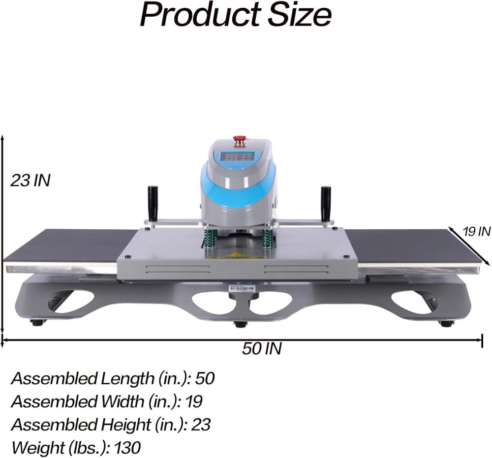 Heat Press 16x20 Machine: Pneumatic Heat Press Machine - Dual-Platen, Swing-Away, Teflon-Coated, Digital Control Panel, for T-Shirts, Ceramics, Mouse Pads (Not Included Air Compressor)