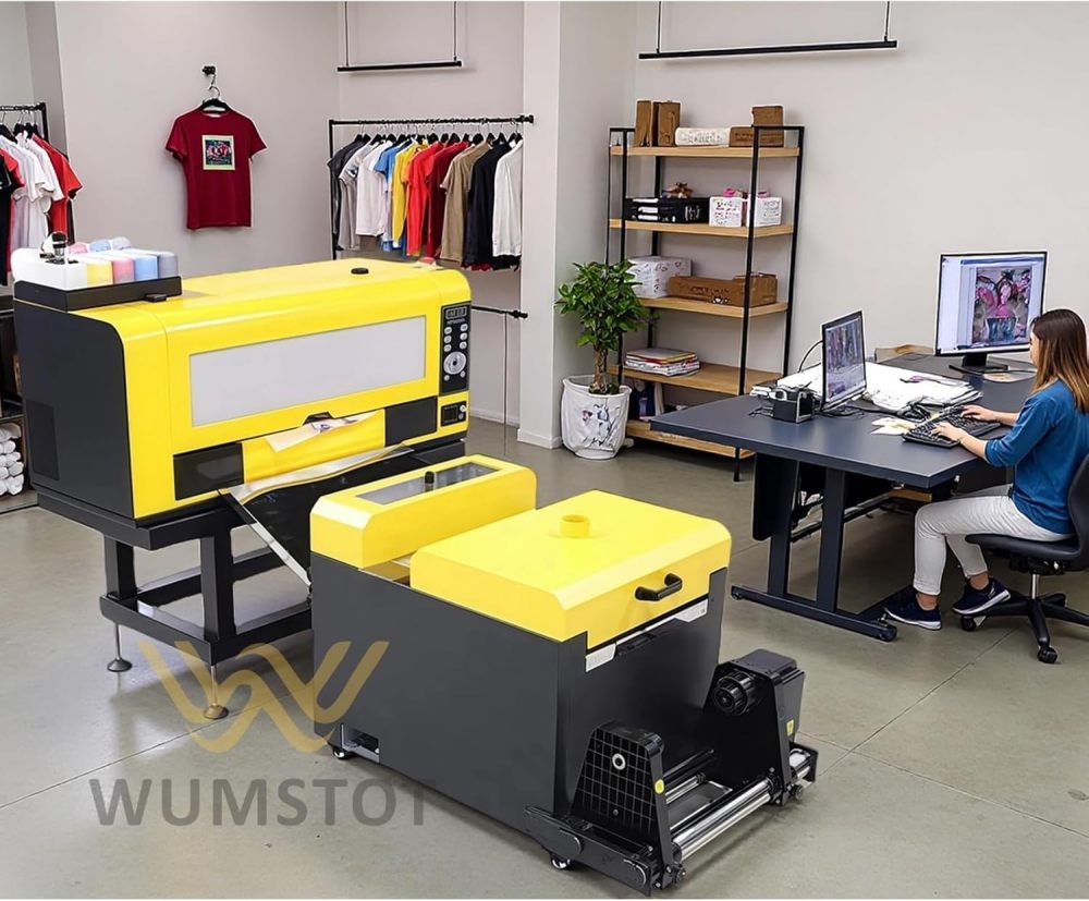 DTF Printer with Dual XP600 Heads A3 DTF Transfer Printer White Ink Circulation + Powder Shaking Machine T Shirt Printing Bundle Video Tech Support