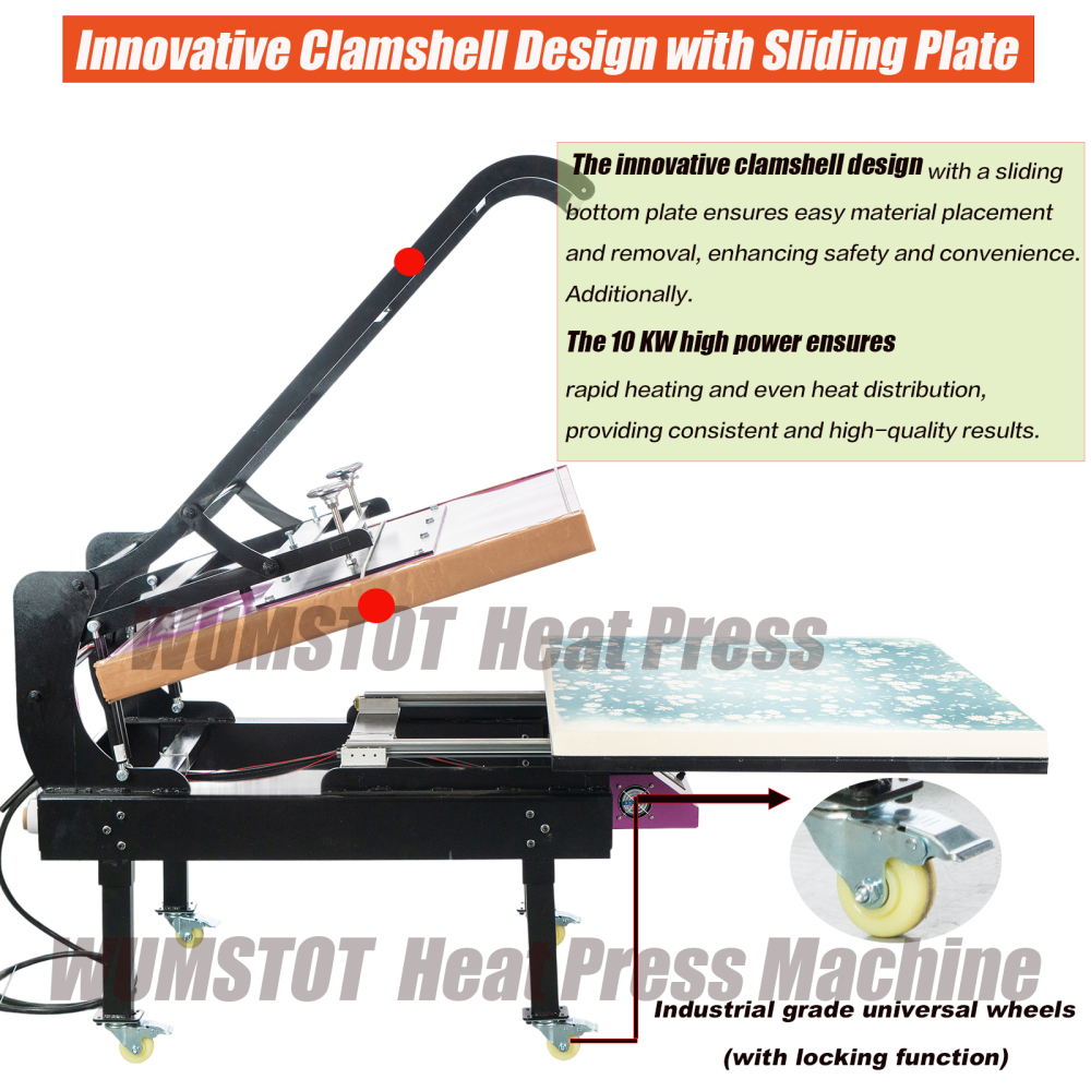 Large Heat Press 40x48in: Clamshell Heat Press Machine for Textiles - Manual Operation, Digital Control, Sliding Design, 240V 3P, Ideal for Business Customers (40x48 240v (No Plug))
