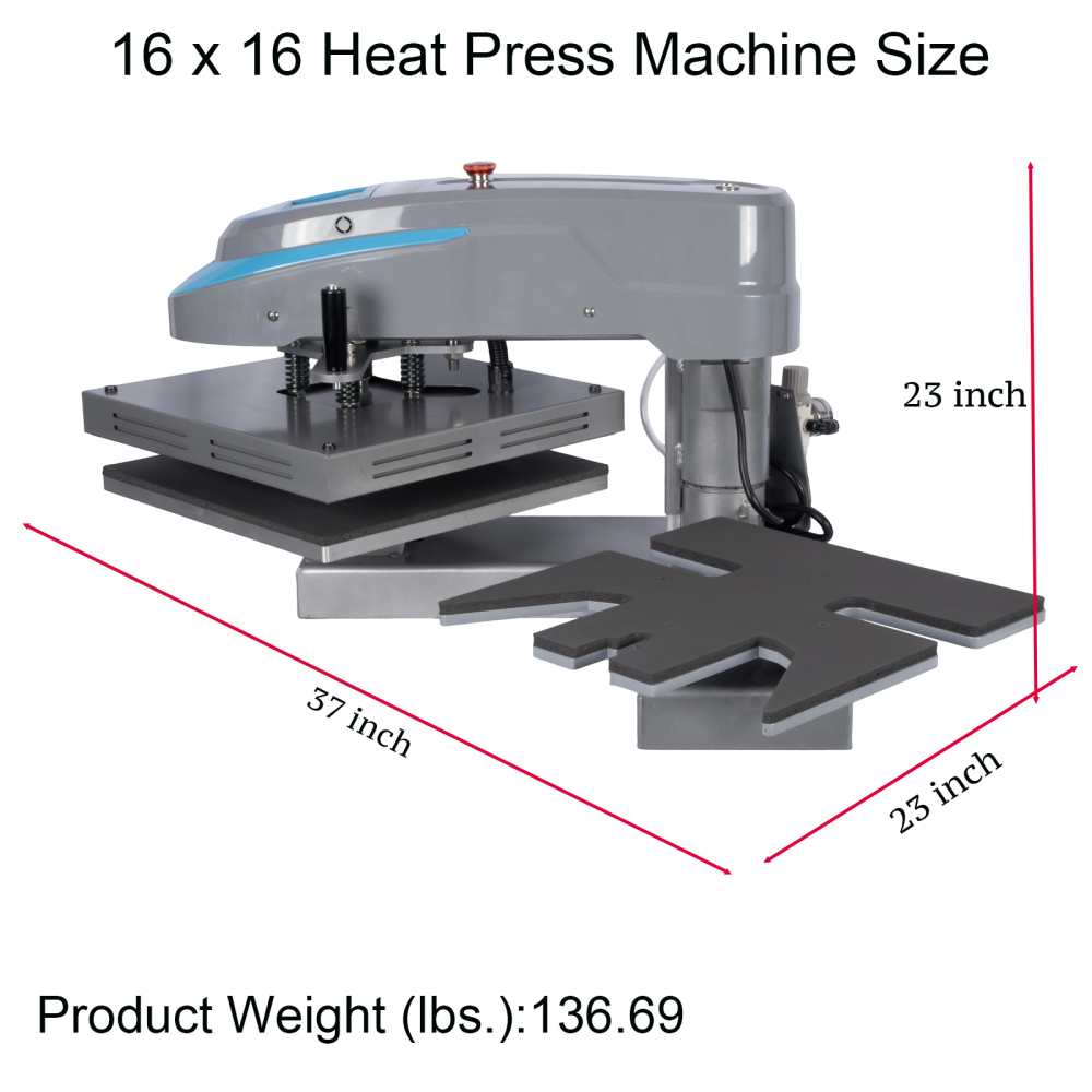 110V 16x16 Pneumatic Dual‑Station Heat Press Machine with 6‑Gallon Oil‑Free Air Compressor – Double Platen Swing‑Away Sublimation Press with Digital Auto Pressure Control & 3 Interchangeable Plates for T‑Shirts, Shoes, Sleeves, Vinyl, and DTF Printing