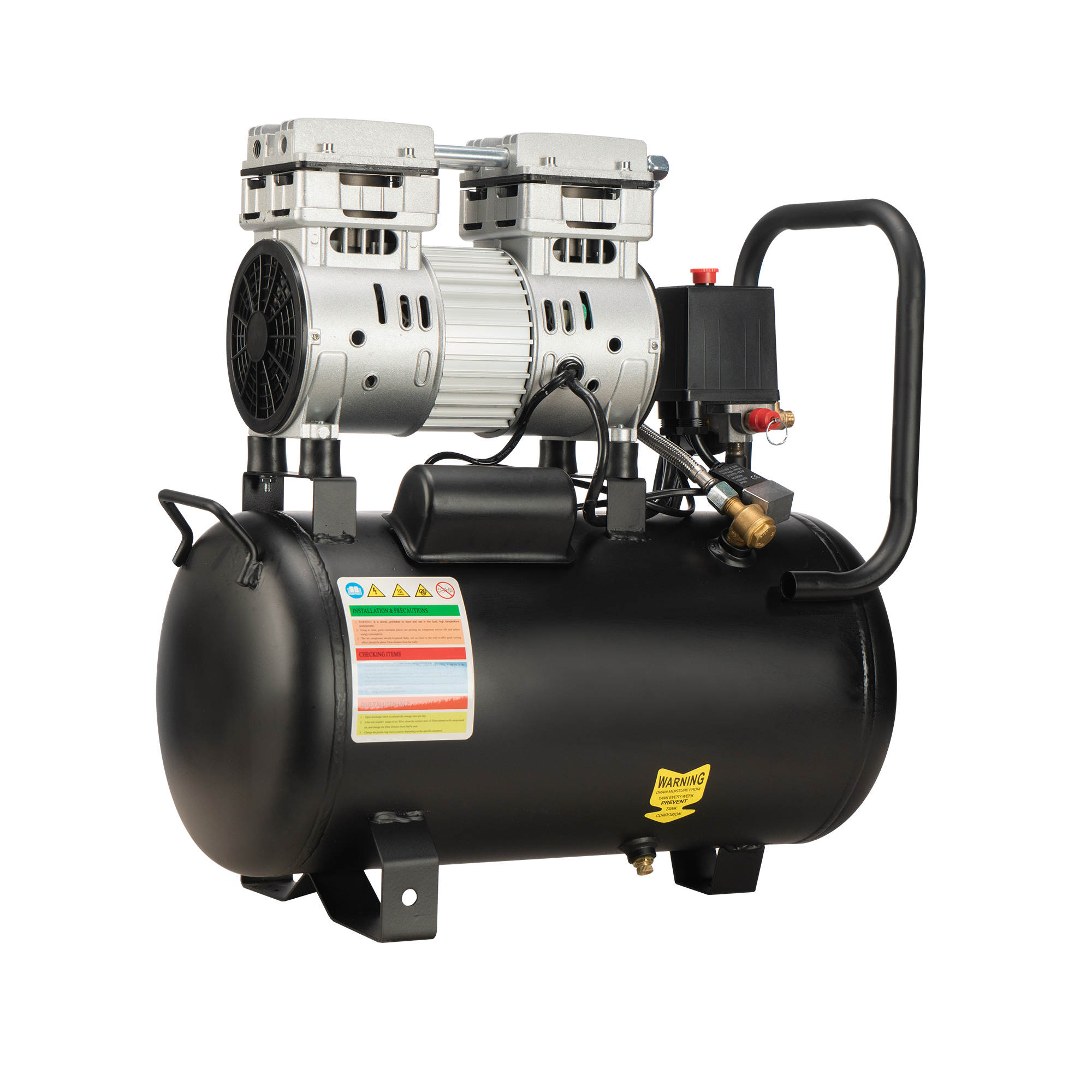 110V 16x16 Pneumatic Dual‑Station Heat Press Machine with 6‑Gallon Oil‑Free Air Compressor – Double Platen Swing‑Away Sublimation Press with Digital Auto Pressure Control & 3 Interchangeable Plates for T‑Shirts, Shoes, Sleeves, Vinyl, and DTF Printing