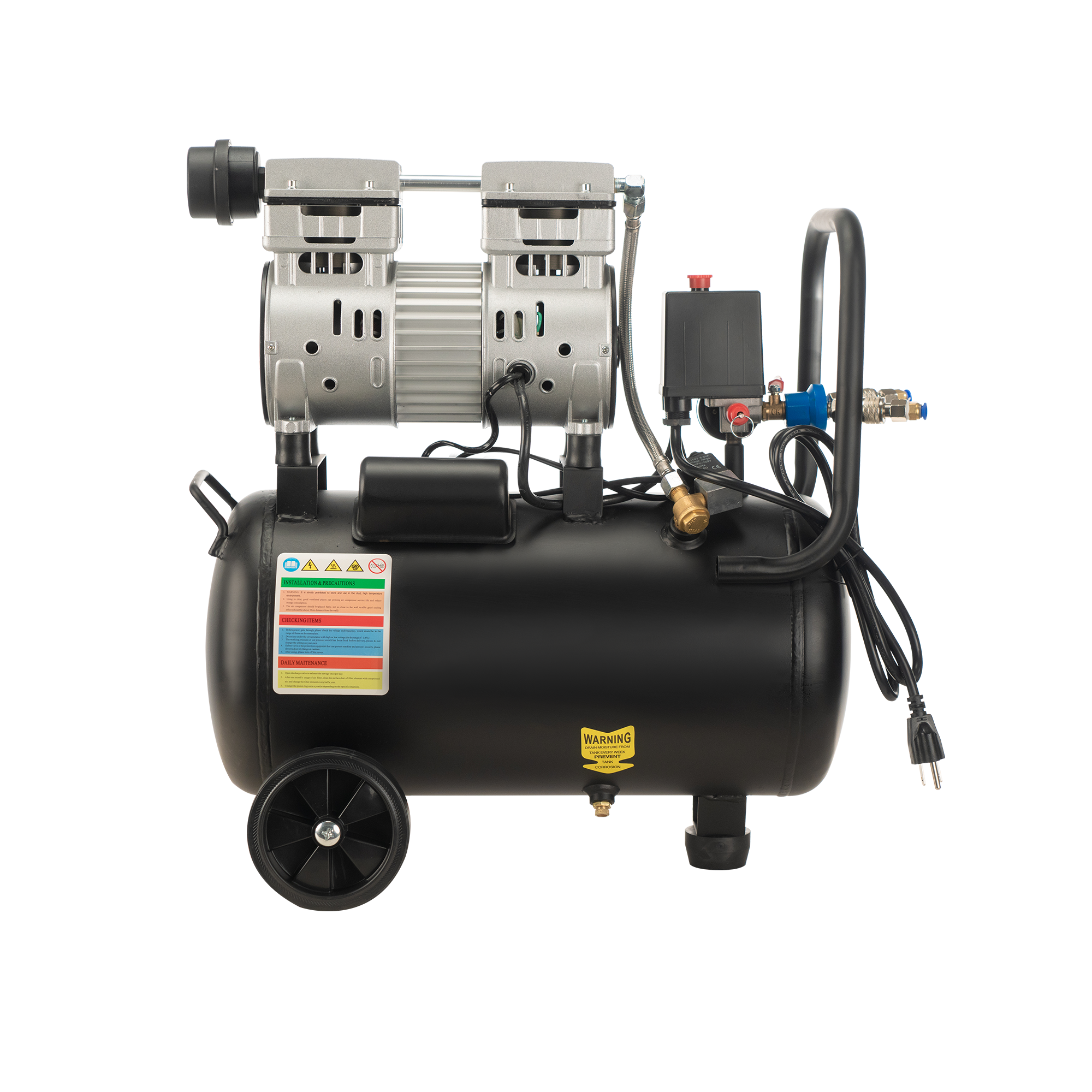 110V 16x16 Pneumatic Dual‑Station Heat Press Machine with 6‑Gallon Oil‑Free Air Compressor – Double Platen Swing‑Away Sublimation Press with Digital Auto Pressure Control & 3 Interchangeable Plates for T‑Shirts, Shoes, Sleeves, Vinyl, and DTF Printing