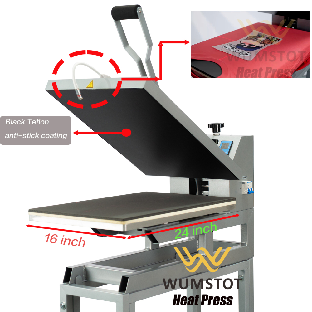 16x24 Heat Press Machine​ | ​Large Heat Press​ 110V 2000W with Infrared Positioning & Stand | Fast-Heating Durable Manual Press for T-Shirts, Metal, Ceramics DTF & Sublimation