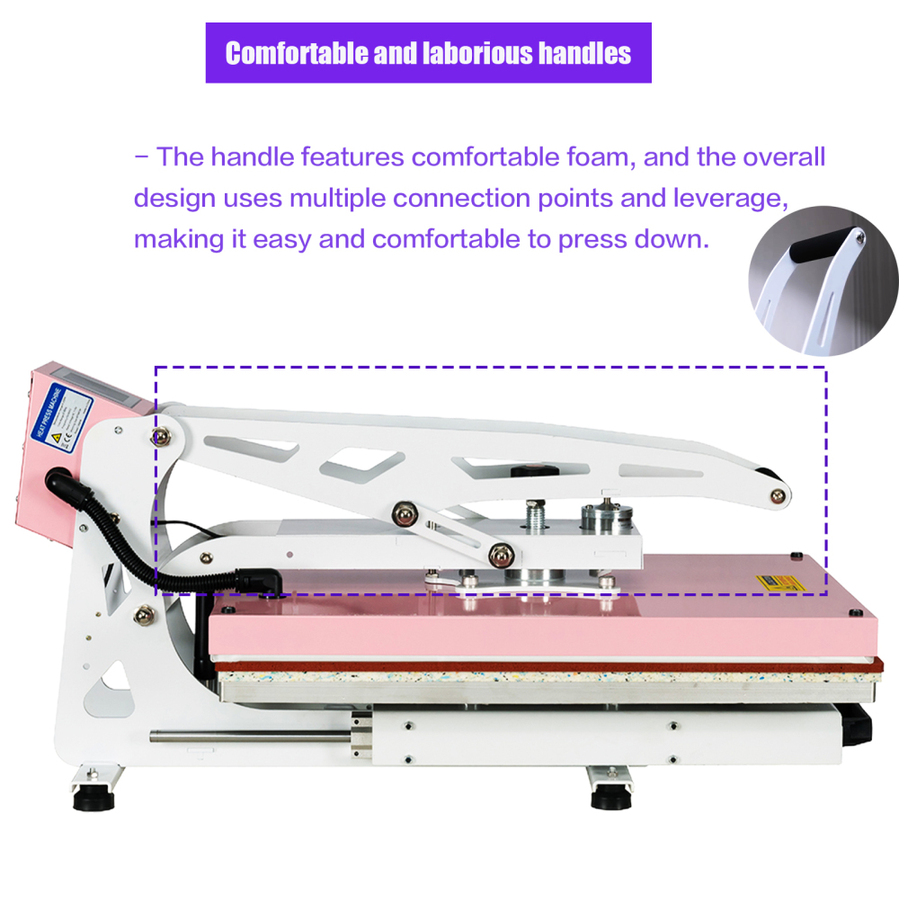 WUMSTOT Heat Press Machine for T-Shirts: 16x24 Auto Open Semi-Automatic DTF Heat Press with Slide-Out Base, Clamshell Design, 110V, 2000W, for Mouse Pad Ceramics, Bags, Cushion and More