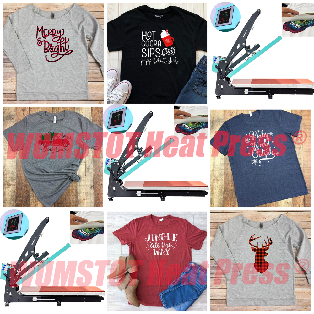 WUMSTOT Heat Press Machine for T-Shirts: 16x24 Auto Open Semi-Automatic DTF Heat Press with Slide-Out Base, Clamshell Design, 110V, 2000W, for Mouse Pad Ceramics, Bags, Cushion and More