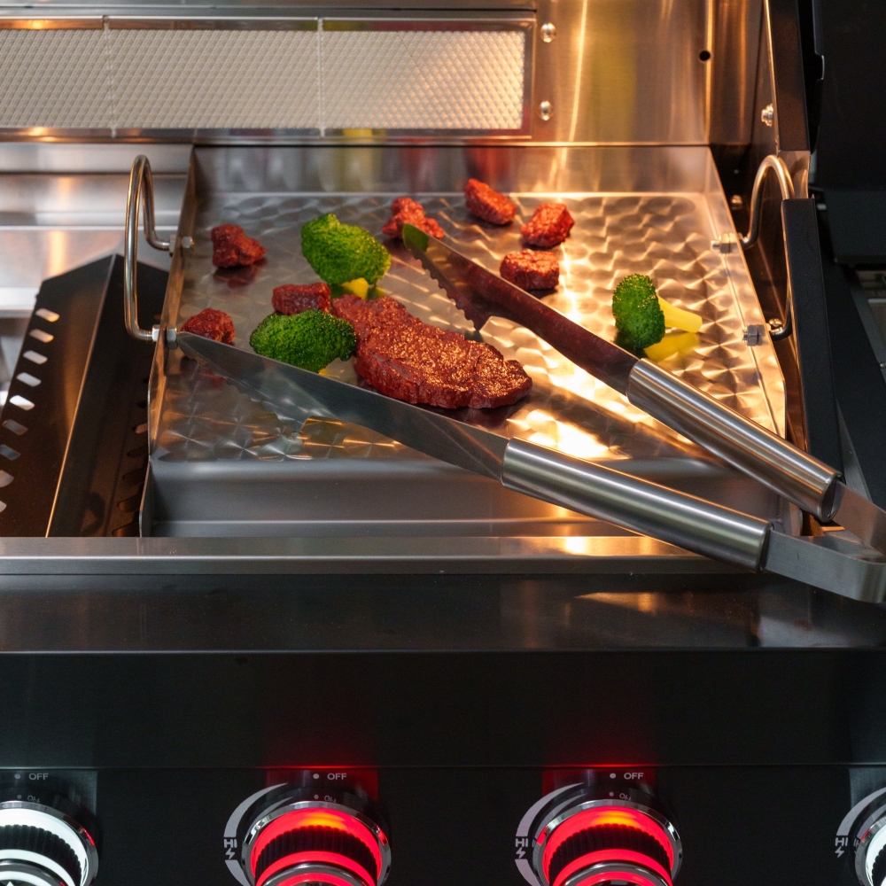 Stainless steel Griddle for Alimtois Gas & Charcoal Grills Universal Flat Top with Grease Groove, Reinforced Ridges & High Sidewalls, Perfect for Healthy Cooking, Parties & Camping