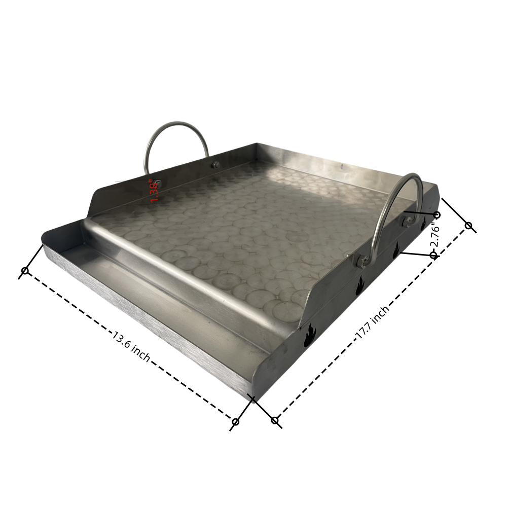 Stainless steel Griddle for Alimtois Gas & Charcoal Grills Universal Flat Top with Grease Groove, Reinforced Ridges & High Sidewalls, Perfect for Healthy Cooking, Parties & Camping