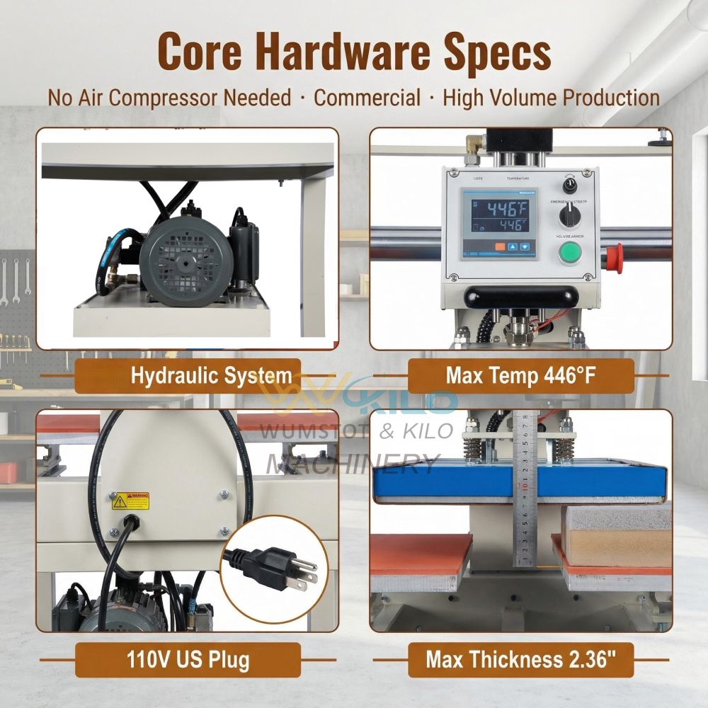 16x24 Dual Hydraulic Heat Press Machine, Commercial Shirt Press with Moving Head, No Air Compressor Needed, for High-Volume DTF Printing Apparel Production