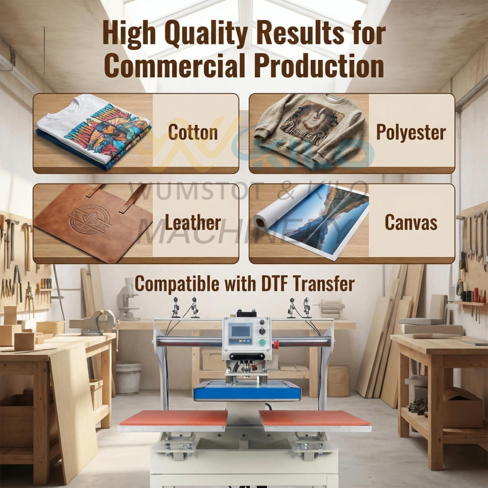 16x24 Dual Hydraulic Heat Press Machine, Commercial Shirt Press with Moving Head, No Air Compressor Needed, for High-Volume DTF Printing Apparel Production