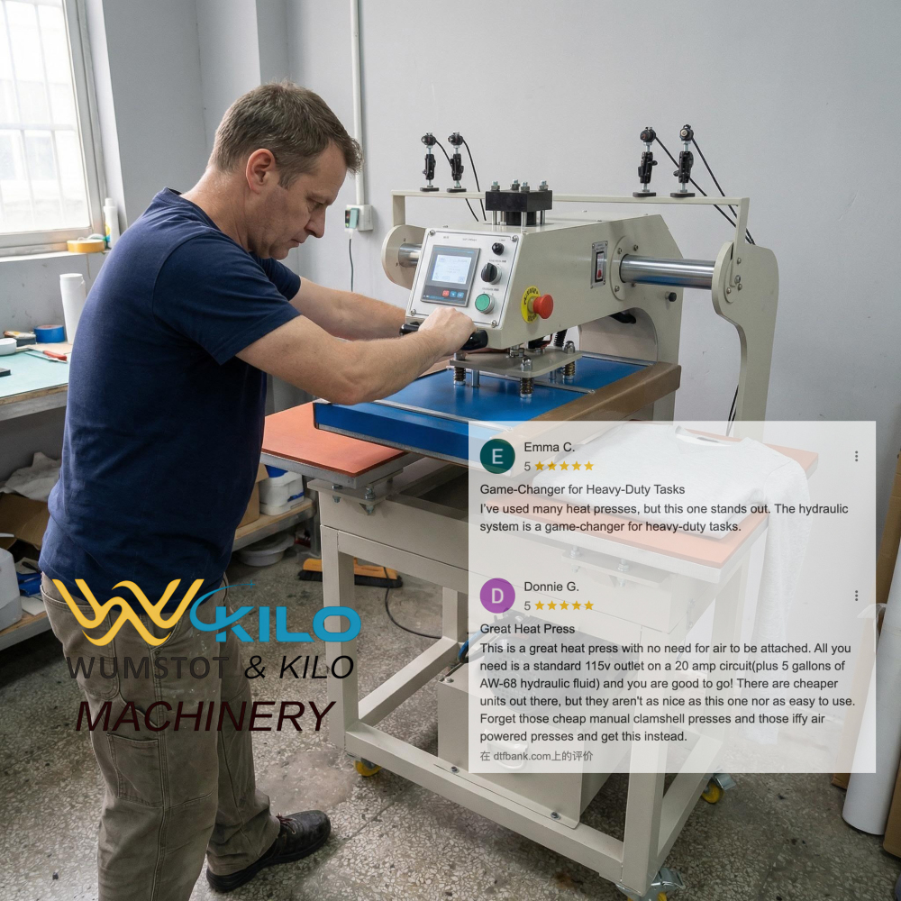 16x24 Dual Hydraulic Heat Press Machine, Commercial Shirt Press with Moving Head, No Air Compressor Needed, for High-Volume DTF Printing Apparel Production