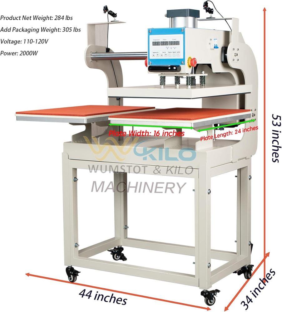 16x24 Pneumatic Dual Heat Press Machine Auto Sliding & Up-Open - Industrial Heat Transfer Double Station Automatic Press with Infrared Positioning for T-Shirt Sublimation Printing