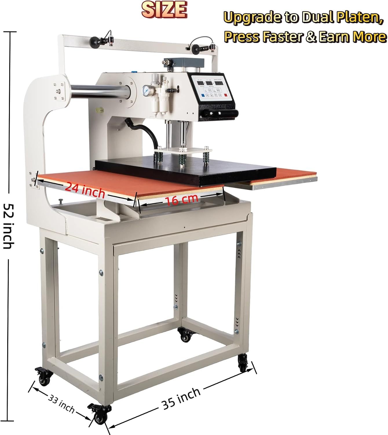 16x24 Pneumatic Dual Platen Heat Press – Sublimation, DTF, Heat Transfer Vinyl (HTV) for Commercial & Professional Printing