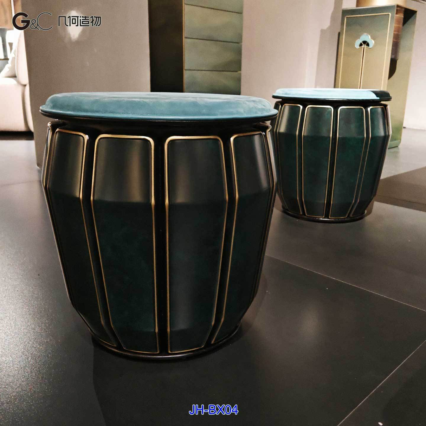 New chinese style drum shape brass round stool