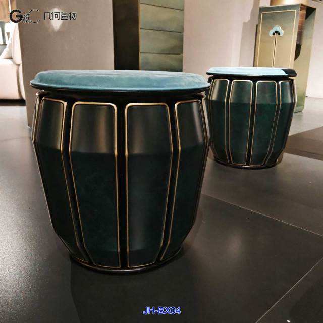New chinese style drum shape brass round stool