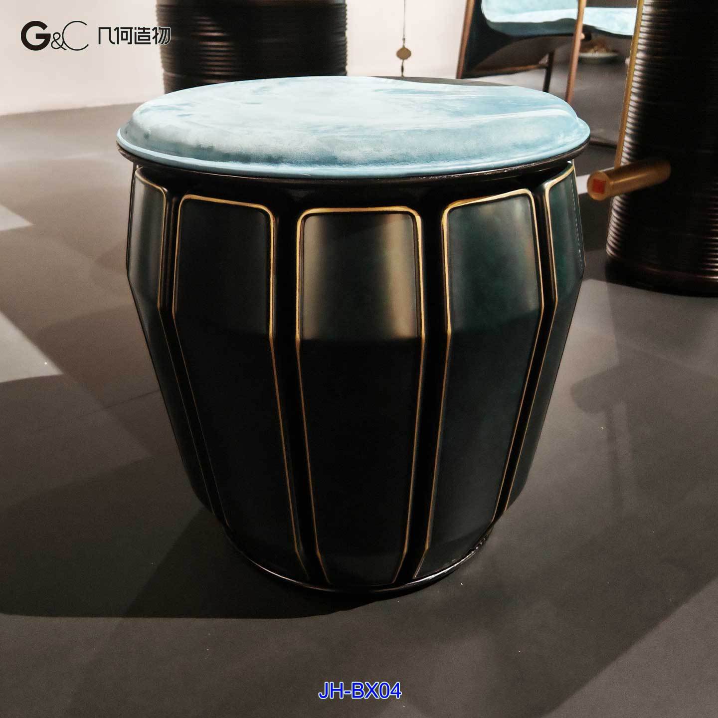 New chinese style drum shape brass round stool