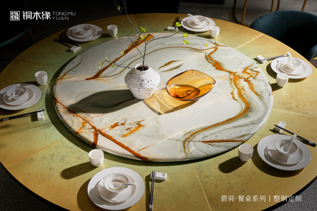 BIHE high end brass dinning table