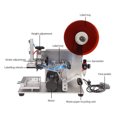 Semi-automatic flat labeling machine