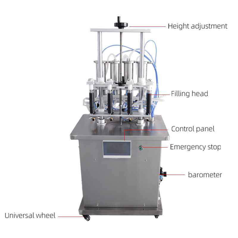 Four-Head Vacuum Negative Glass Bottle Liquid Spray Semi Automatic Perfume Filling Machine