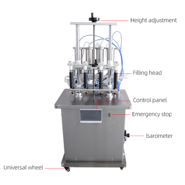 Four-Head Vacuum Negative Glass Bottle Liquid Spray Semi Automatic Perfume Filling Machine