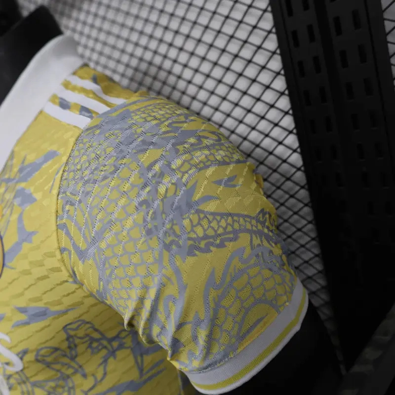 Real Madrid 25-26 Men's Polo Shirt Dragon Pattern Yellow Jersey - Player Version