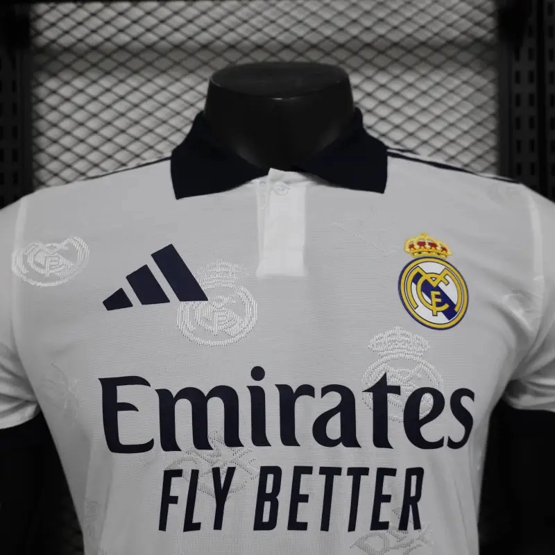 Real Madrid 25-26 Men's Polo Shirt White Jersey - Player Version