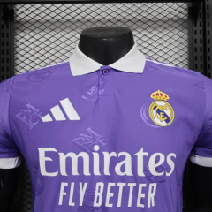 Real Madrid 25-26 Men's Polo Shirt Purple Yellow Jersey - Player Version