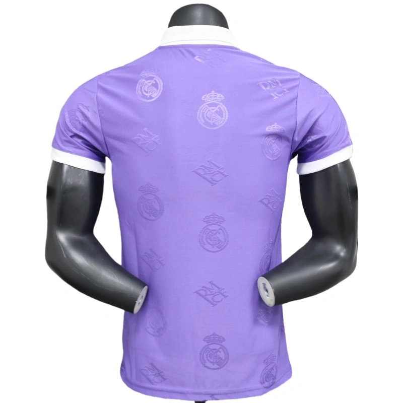 Real Madrid 25-26 Men's Polo Shirt Purple Yellow Jersey - Player Version