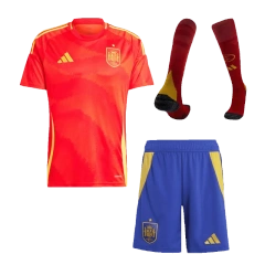 Spain 2024 Home Whole Kit(Jersey+Shorts+Socks)Jersey - Fan Version