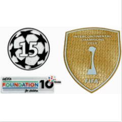 25/26 ucl 15 & uefa foundation 10 years badge & 2024 intercontinental champions badge
