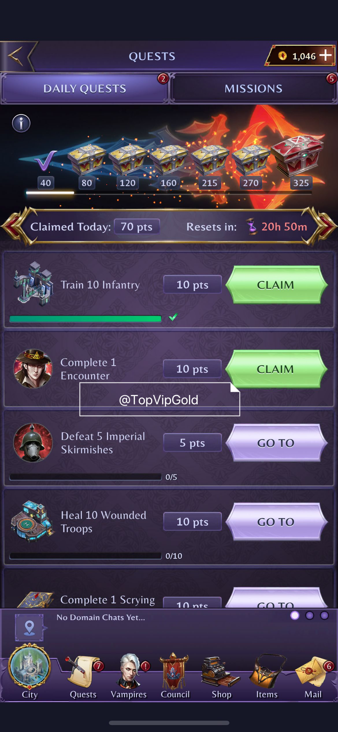 reign of vampires daily quests